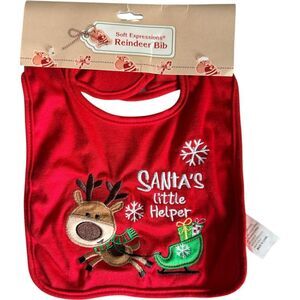 New Cracker Barrel Soft Expressions Holiday Christmas Santa’s Helper Bib